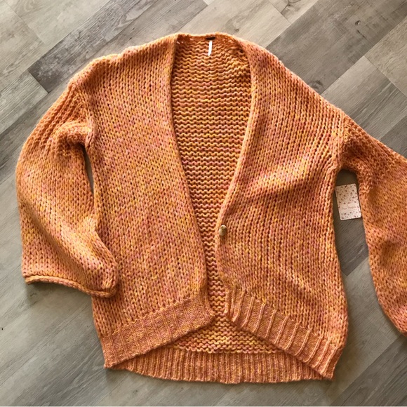 Free People Med Hometown Cardigan Grannycore Coastal Grandma Bright Color Cozy - Picture 2 of 9